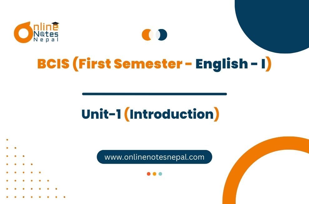 Unit 1: Introduction - English - I | First Semester Photo